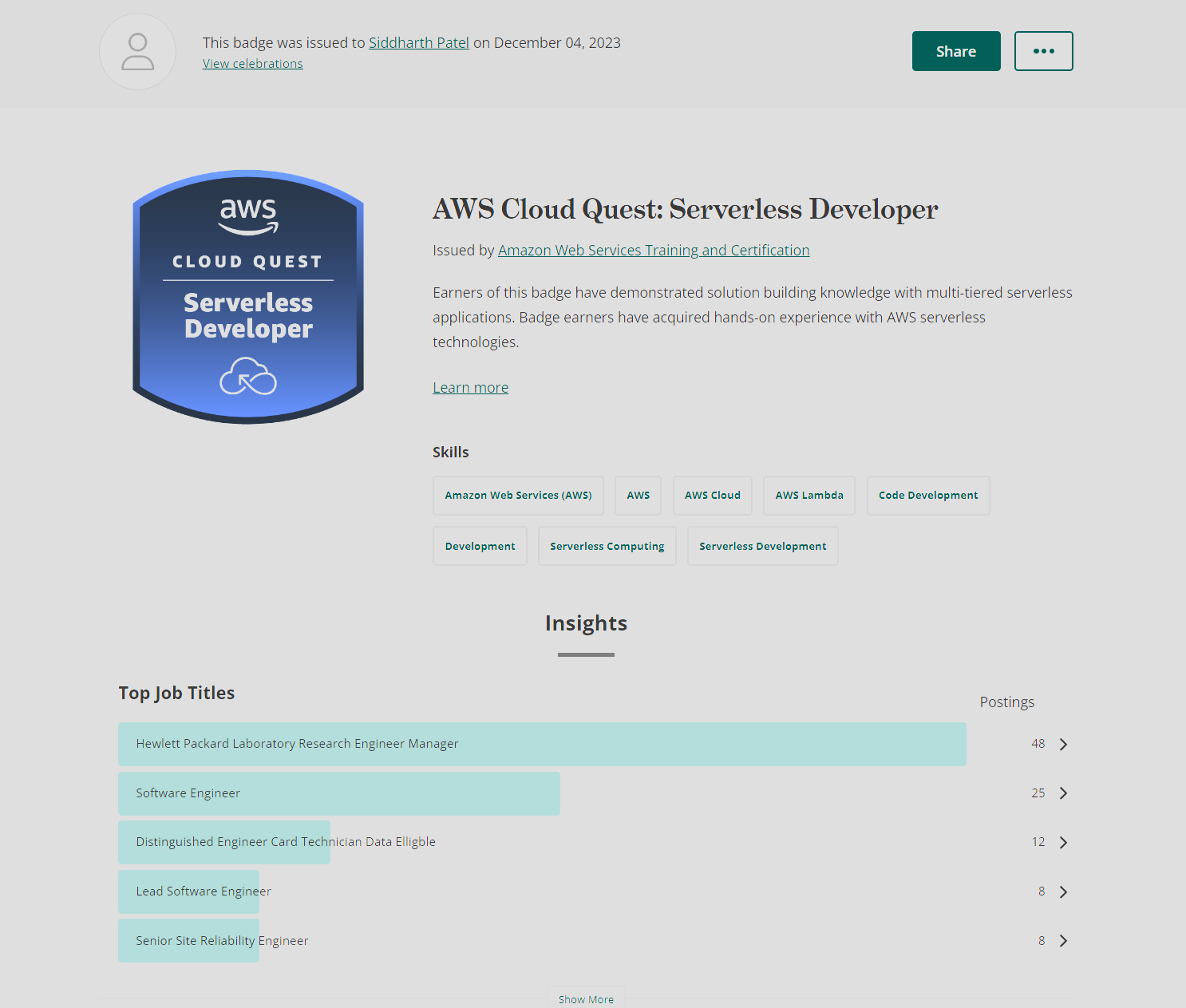 AWS Cloud Quest: Serverless Developer